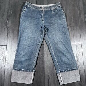 J Jill Jeans 8 Below Waist Genuine Fit Cuffed Capri Mom Core‎ Denim Stretchy